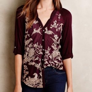 NWT Anthropologie Embroidered Shirt